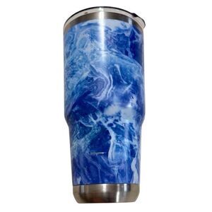 30 OZ TUMBLER LE MOSSY OAK WHITE CAP DEEP BLUE w / Lid